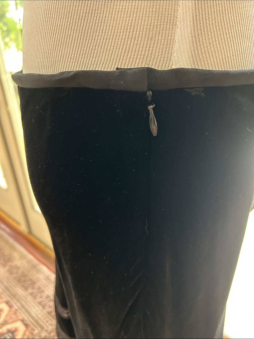 Black Velvet Lace-Trim Midi Skirt - Picture 6 of 8